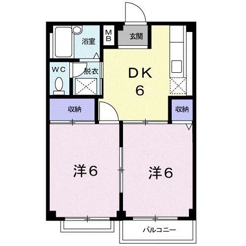 エルディムグレース(2DK/2階)の間取り写真