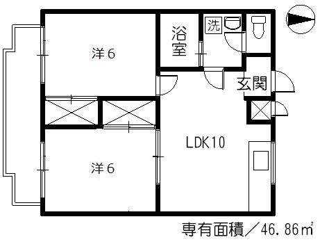 第3岡村ビル(2LDK/1階)の間取り写真