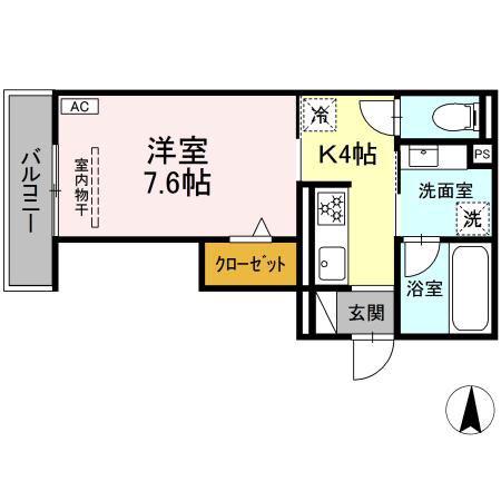 RAUM Y(1K/2階)の間取り写真