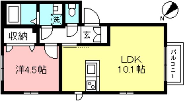 ダンツァトリス(1LDK/1階)の間取り写真