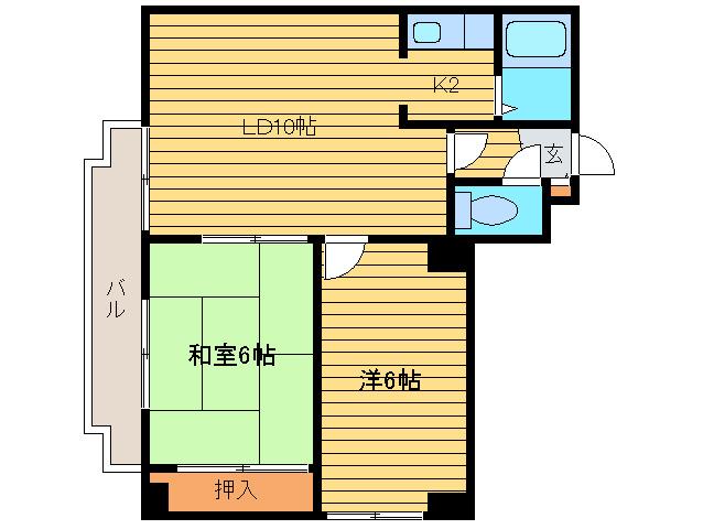 豊平コート(2LDK/4階)の間取り写真