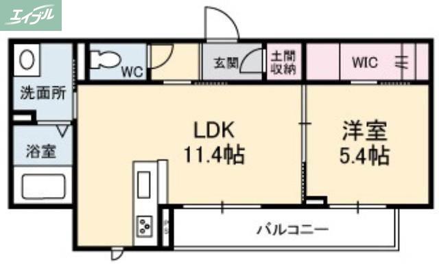 ヴィーナスコート西崎(1LDK/3階)の間取り写真