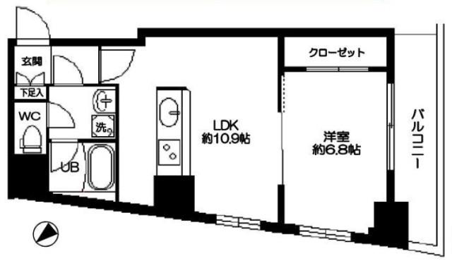 プライマル茅場町(1LDK/4階)の間取り写真