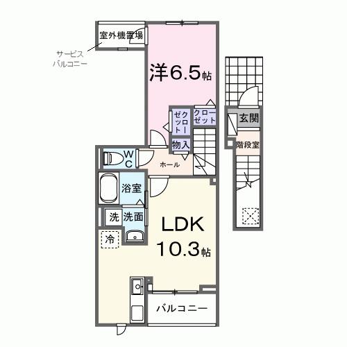 ヒカルサ西東京向台イースト(1LDK/2階)の間取り写真