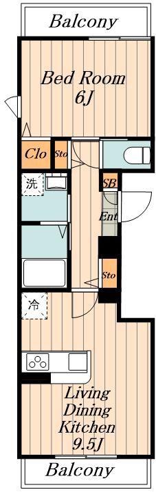 フィエールK(1LDK/2階)の間取り写真