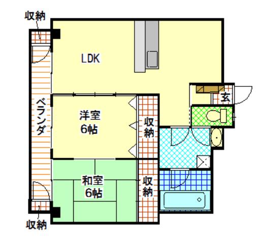 マンションステラ(2LDK/2階)の間取り写真
