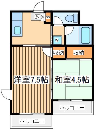 相生コーポフロンティア(2DK/4階)の間取り写真
