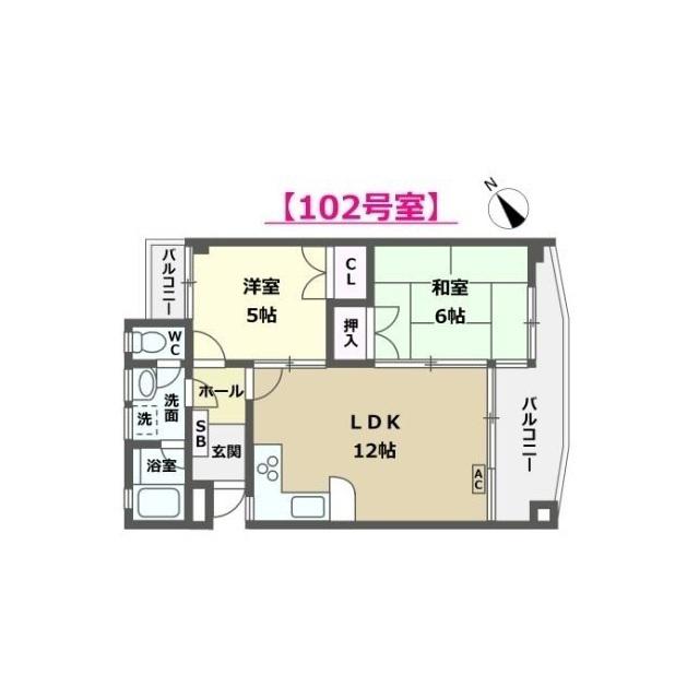 ラストラス泉野(2LDK/1階)の間取り写真