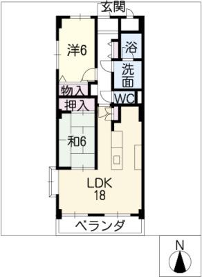 エスカーラ平針(2LDK/2階)の間取り写真