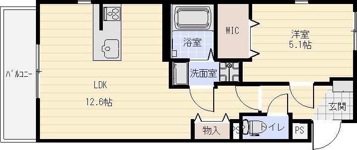 エルモッソ(1LDK/1階)の間取り写真