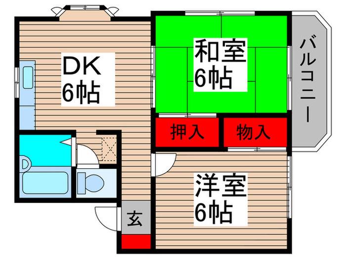 ボナールセゾン(2DK/2階)の間取り写真