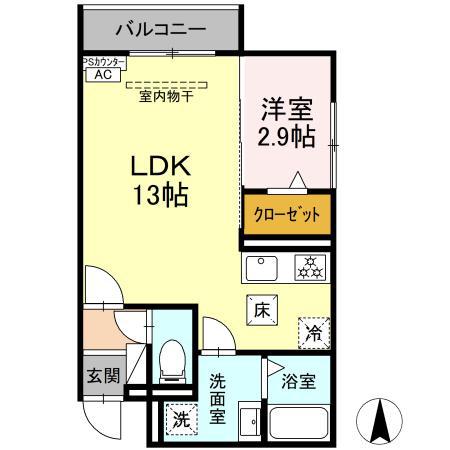 D-HILLS野口(1LDK/1階)の間取り写真