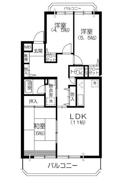 パレ・ヴェール(3LDK/1階)の間取り写真