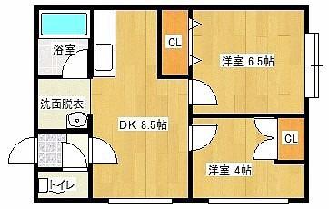 エルストファーゼ柳町IV(2LDK/1階)の間取り写真