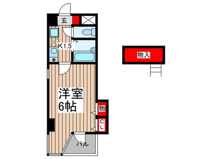 ミストラル(1K/3階)の間取り写真