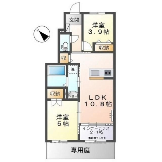 静岡鉄道静岡清水線 桜橋駅(静岡) 徒歩15分 2階建 新築(2LDK/1階)の間取り写真