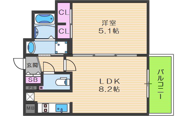 スワンズシティ梅田シエロ(1LDK/12階)の間取り写真