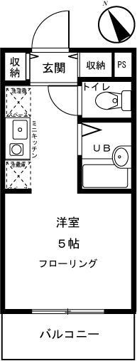 ドミールT(1K/1階)の間取り写真