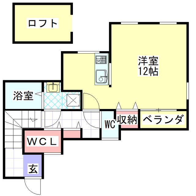 LIMONE COLLINA(ワンルーム/2階)の間取り写真