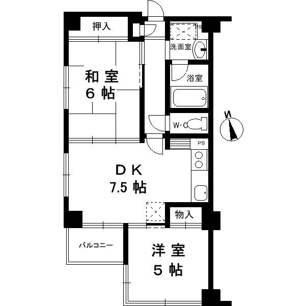 スプローネ御影(2DK/2階)の間取り写真