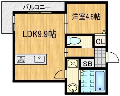 カルダカーサ(1LDK/2階)の間取り写真
