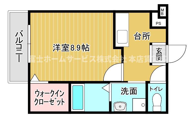 フジパレス山之内ノース(1K/3階)の間取り写真