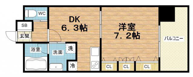 レジュールアッシュ福島(1DK/11階)の間取り写真