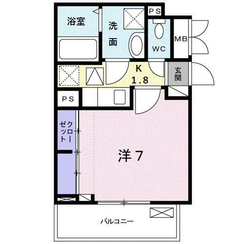 ロンガ ヴィータ和泉(1K/1階)の間取り写真