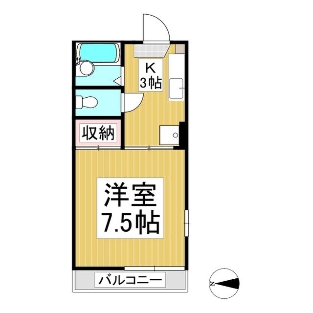 ハイツみやうら 2(1K/2階)の間取り写真