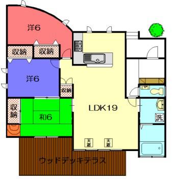デュオ北白川(3LDK/1階)の間取り写真