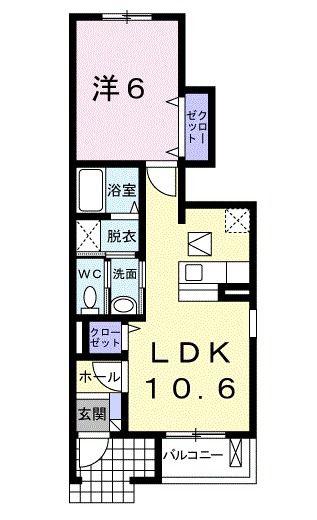 グリシーナ(1LDK/1階)の間取り写真