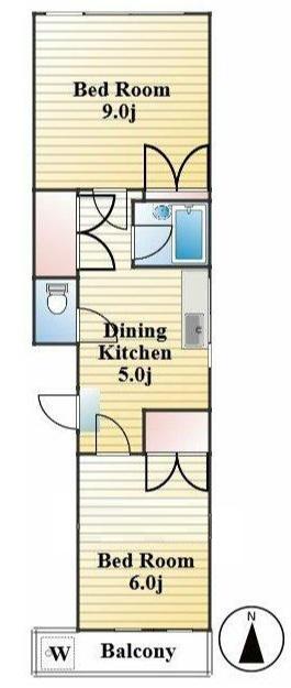 佐竹ビル(2DK/2階)の間取り写真