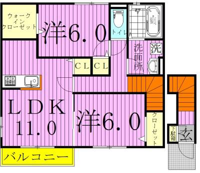 ARK FOREST アークフォレスト(2LDK/2階)の間取り写真