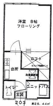 レジデンスコルネ(1K/1階)の間取り写真