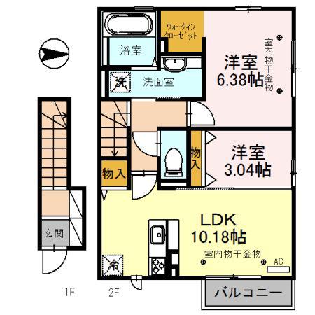 YONSA A(2LDK/2階)の間取り写真
