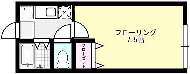 メゾン貝塚(1K/1階)の間取り写真