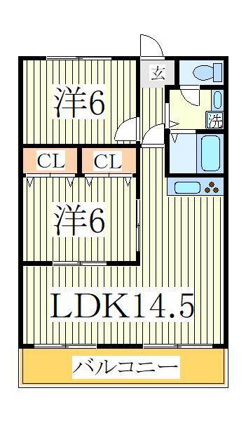 エクセレント富士見台(2LDK/2階)の間取り写真