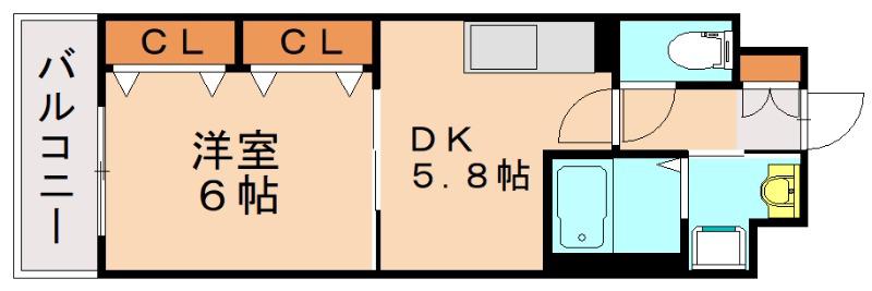 フォレストビュー(1DK/6階)の間取り写真