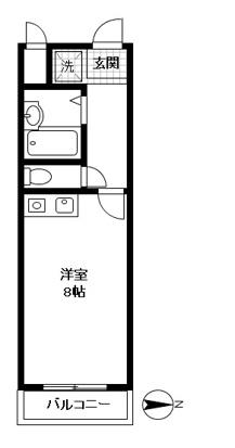 ポンデロッサ鶴見Ⅱ(ワンルーム/3階)の間取り写真
