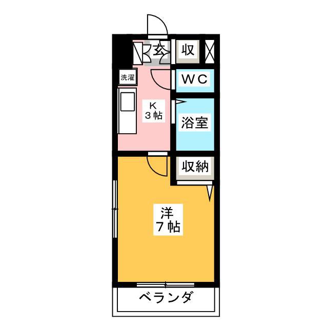 PRIME GARDEN(1K/2階)の間取り写真