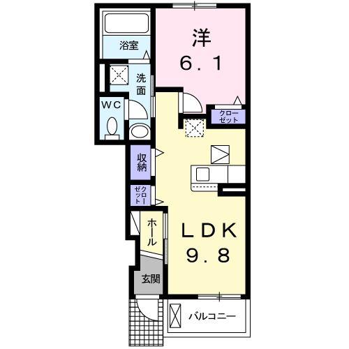 ベルフィオーレ(1LDK/1階)の間取り写真