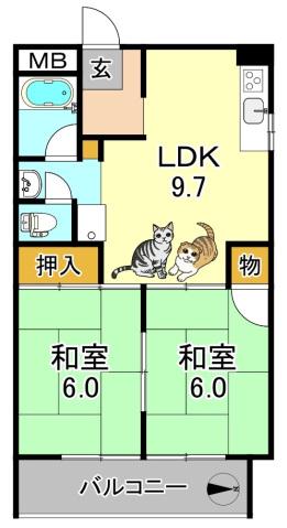 永田マンション(2LDK/4階)の間取り写真