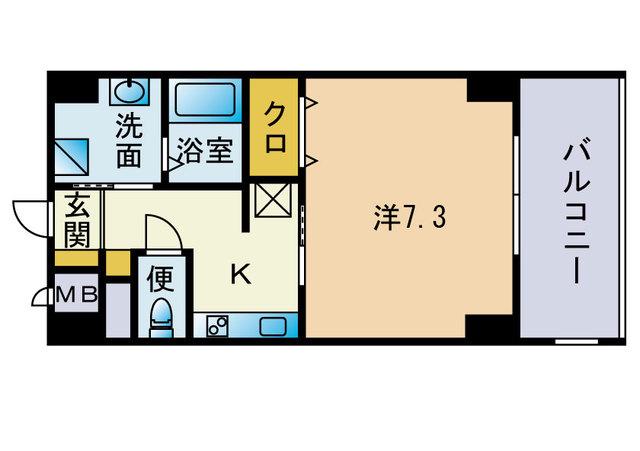 エティプリヌ地行(1K/2階)の間取り写真