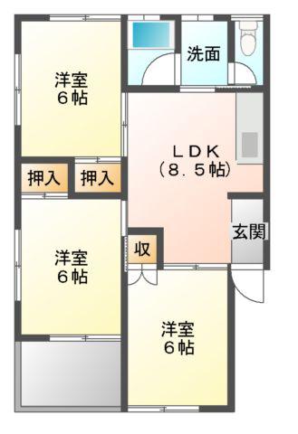 コーポ坂本(3DK/2階)の間取り写真