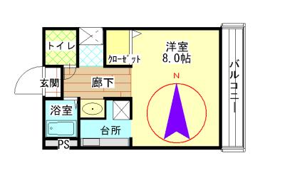 ジャルダンフリューリードーソンII(1K/2階)の間取り写真