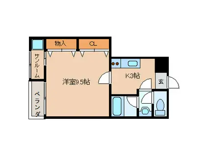 エスポワール(1K/2階)の間取り写真