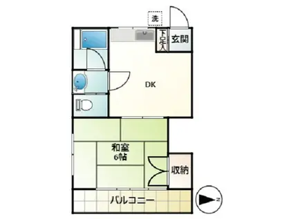 第2あさひ荘(1DK/2階)の間取り写真