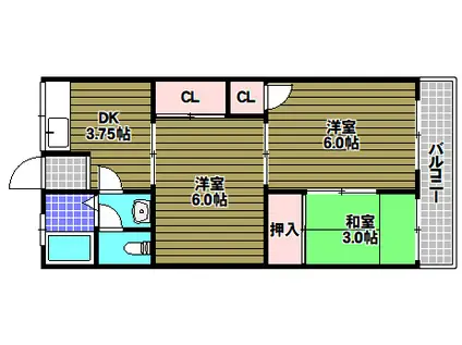 錦ハイツ(3K/2階)の間取り写真
