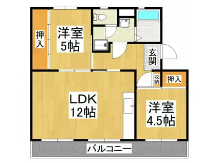 ヴィラナリー千代田9号棟(2LDK/4階)の間取り写真