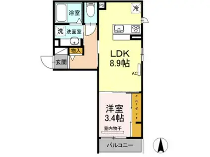 D-ROOM KUME(1LDK/3階)の間取り写真